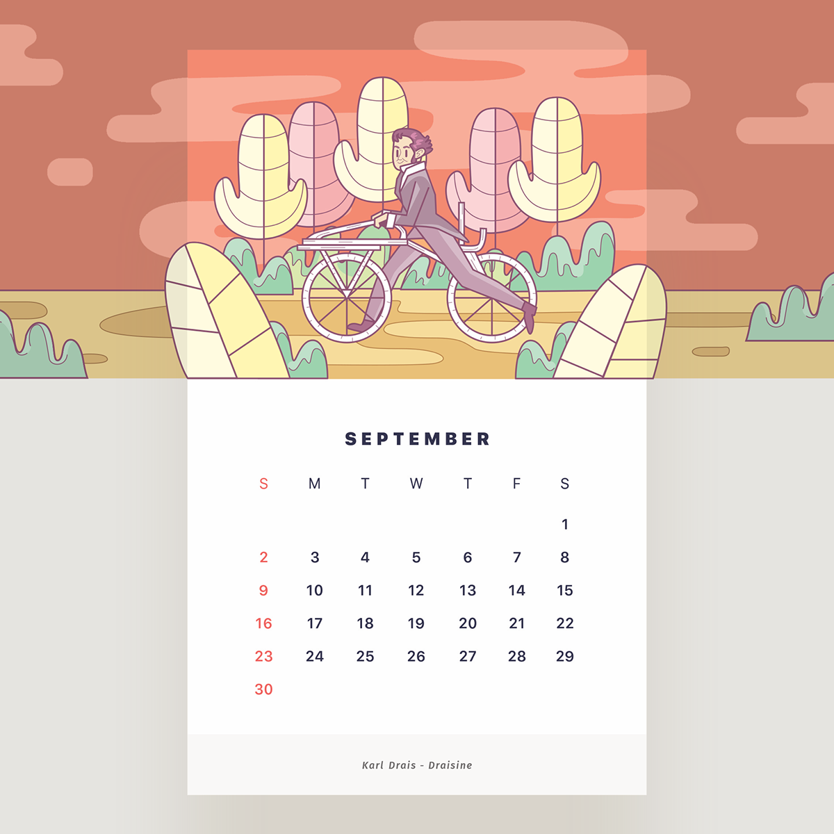 calendar print prints ILLUSTRATION  inventor calendar 2018 inventors Illustration Style dock table calendar