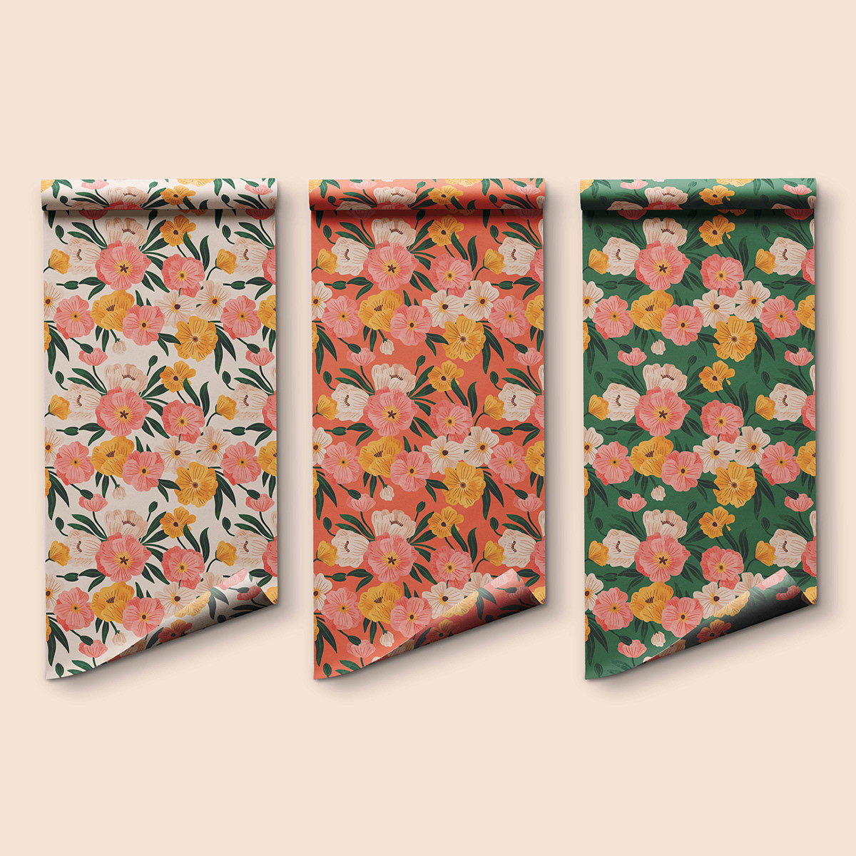 Wrapping paper with floral watercolor pattern.
