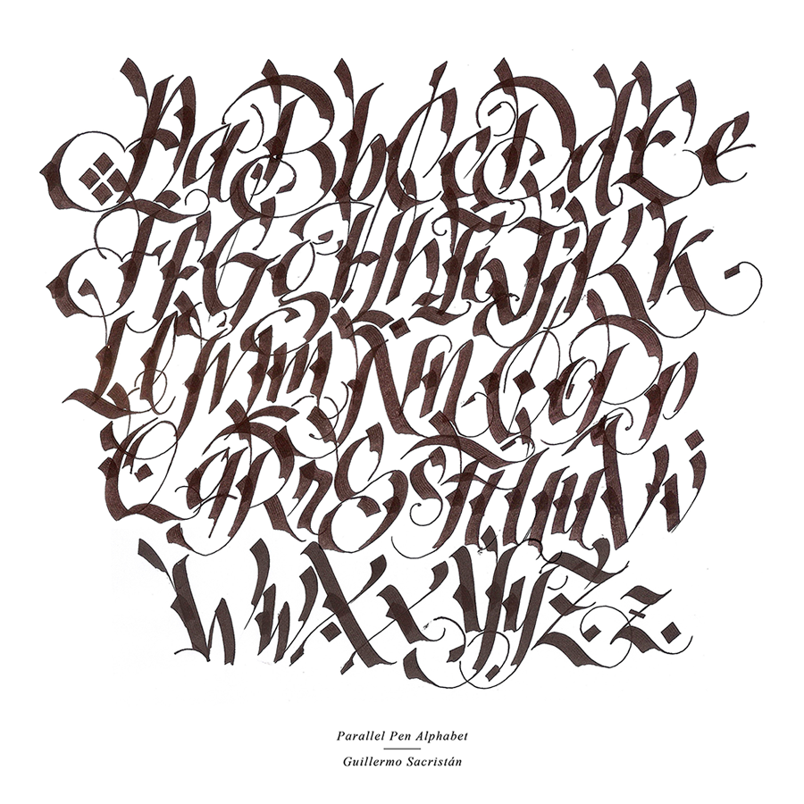 alphabet parallel pen calligrafia letters