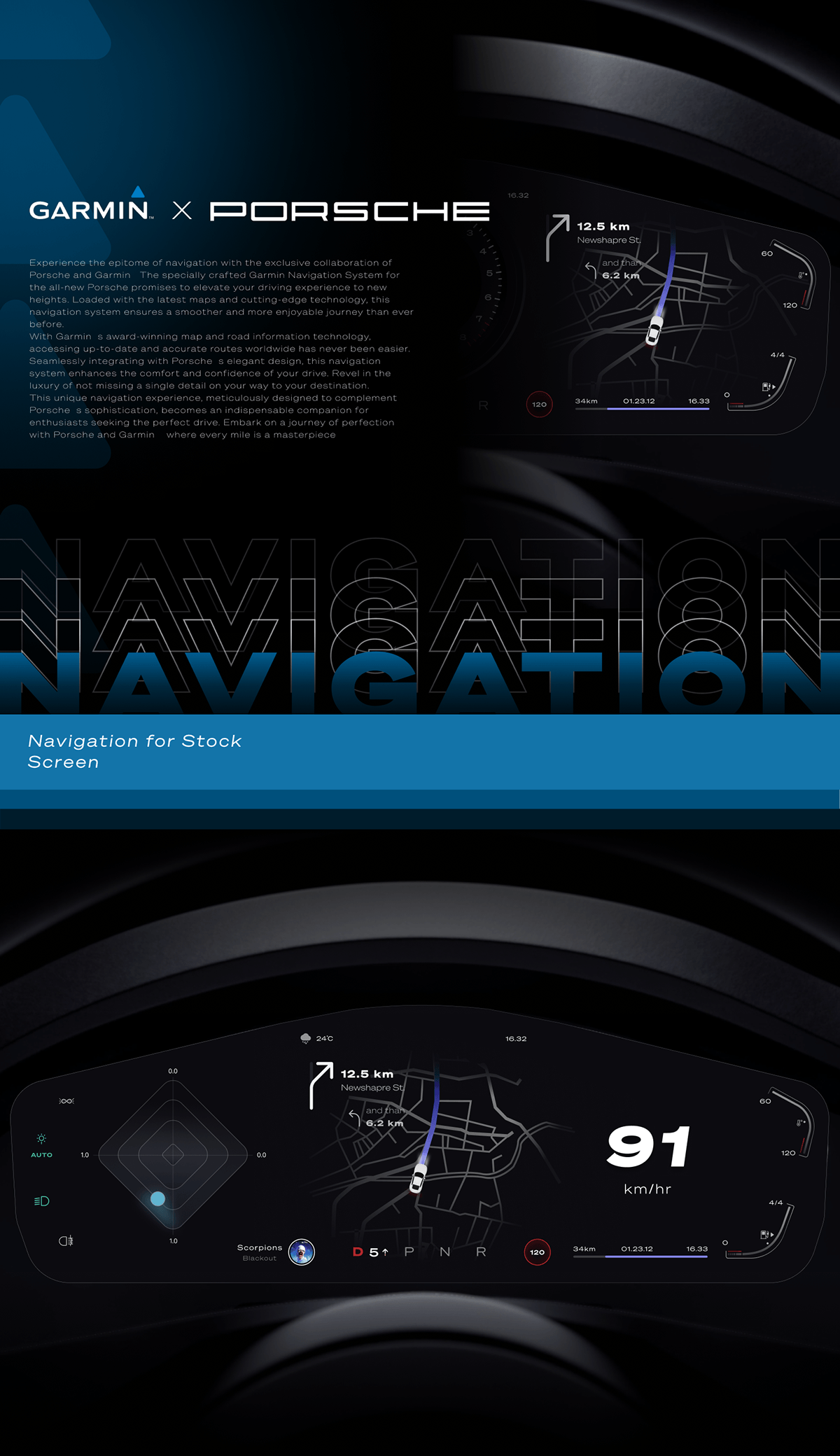 human machine interface UX design concept design visual identity visual design Porsche dashboard design