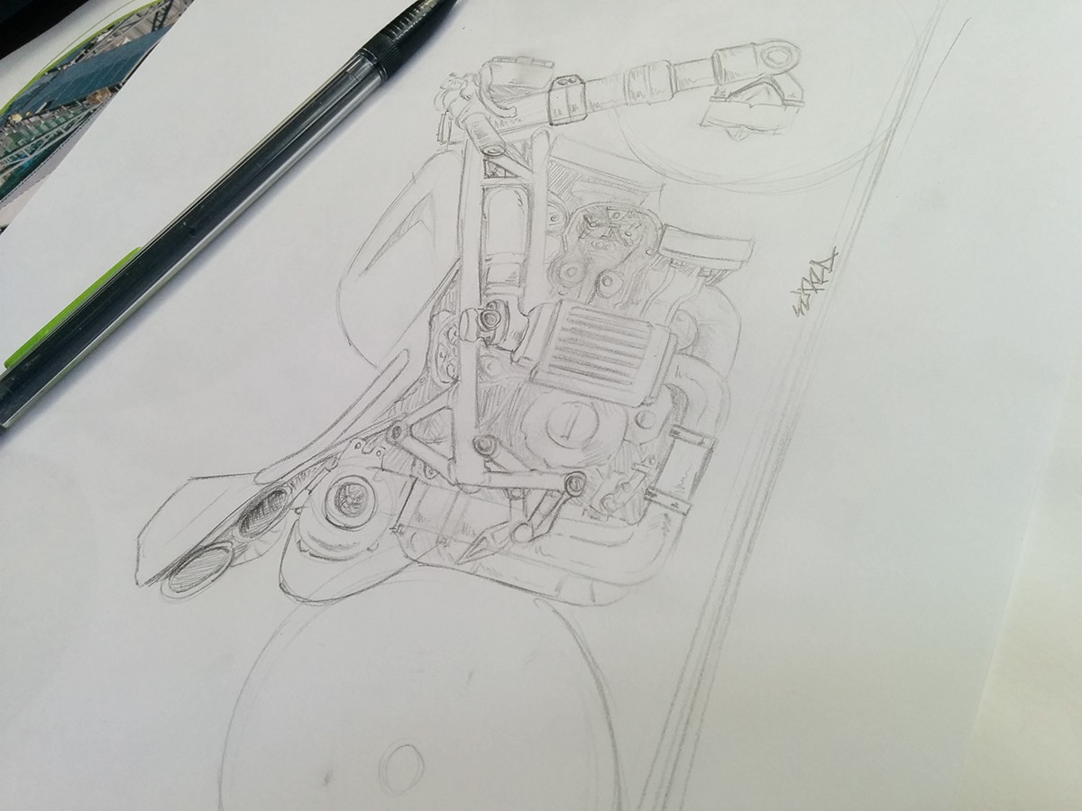 drawings sketch moto motorcycle dessin doodle ballpoint