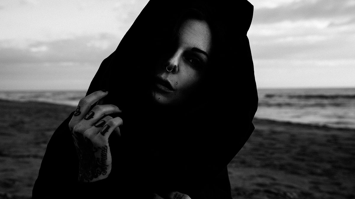 dark riae suicide girl tattoo beach witch summon SKY clouds sunset light shadow