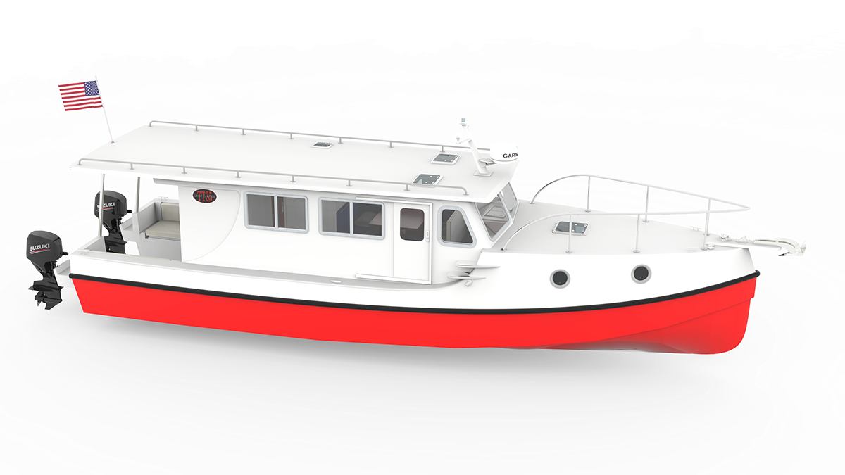 Adobe Portfolio boat Marine design rendering trawler tt35 3D Rendering 3d modeling
