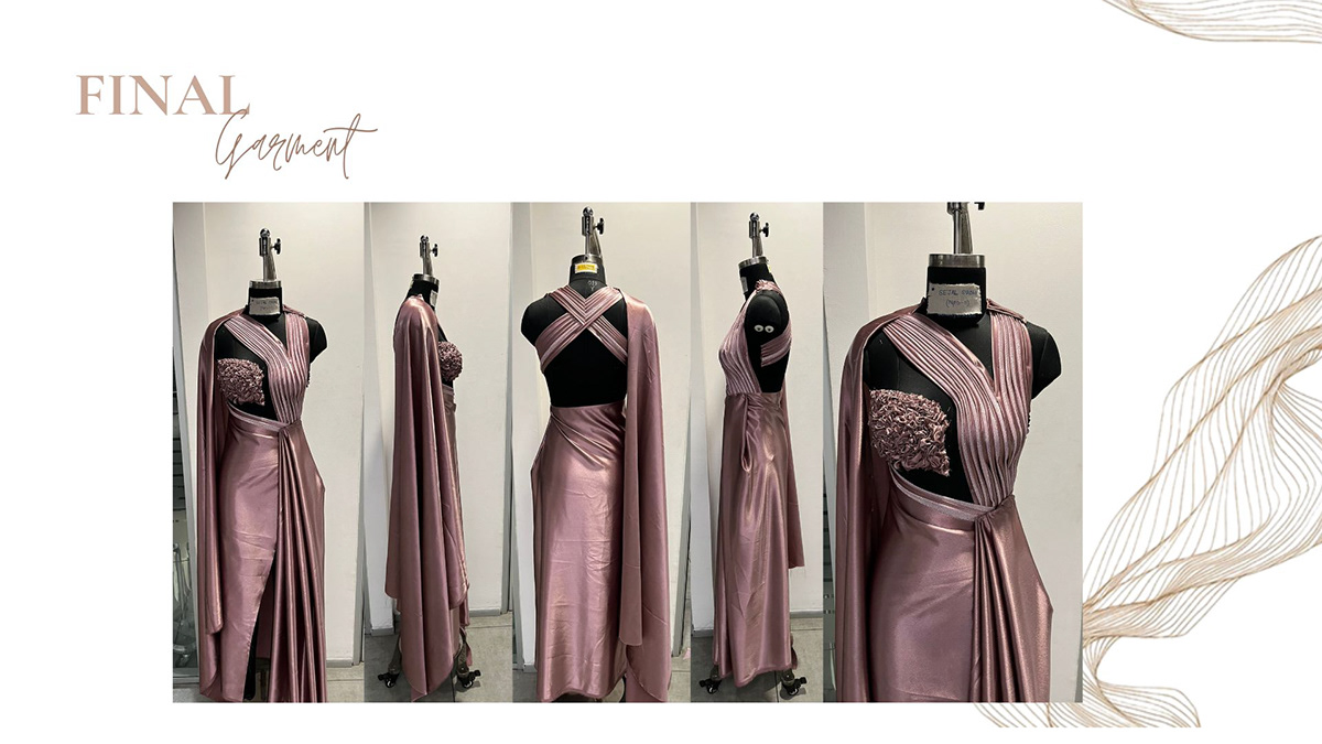 draping drapes ruching fluting Pleating fashion design womenswear design saree design