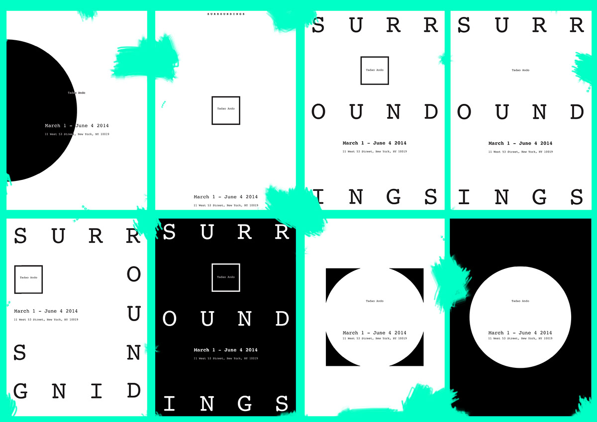 design type courier Nye Tadao Ando black White white space Exhibition  square Layout poster simple print