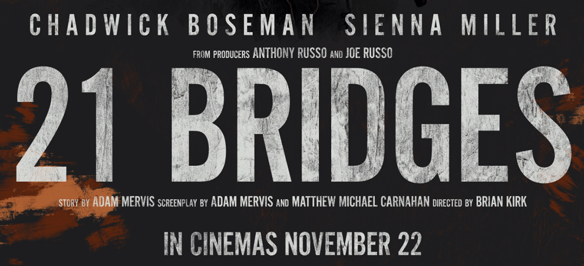 21 Bridges Chadwick Boseman poster movie Russo action alternative movie poster Posterspy creative brief thriller