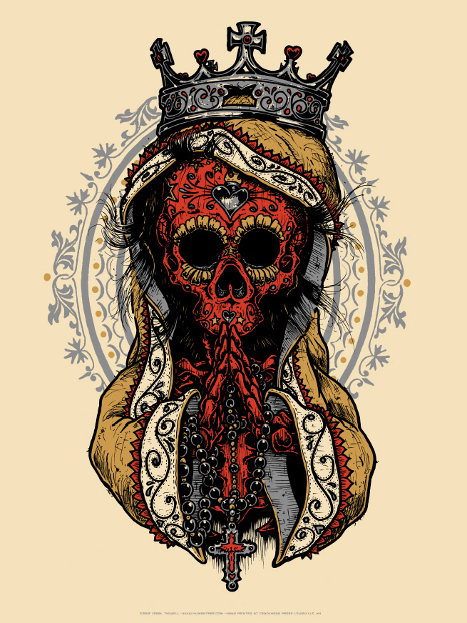 skull tattoo screen print Mexican