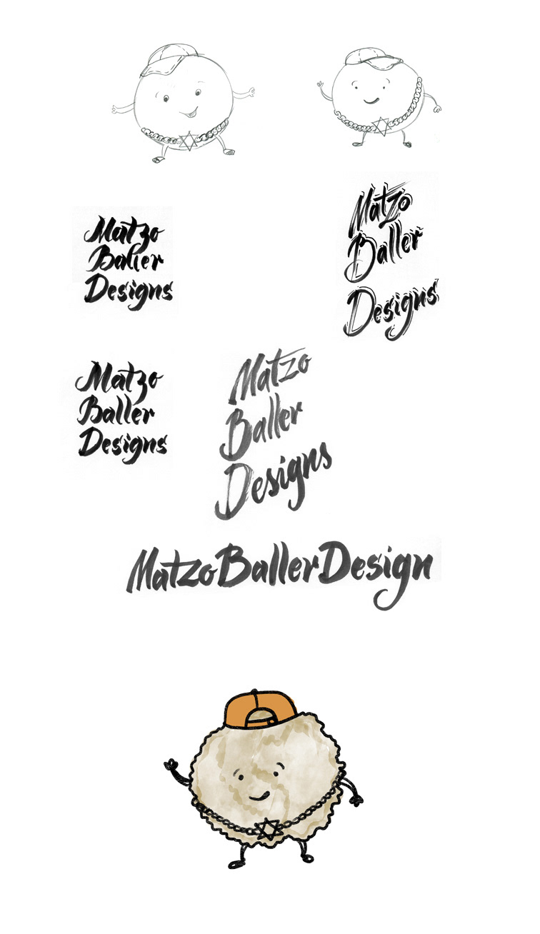 brush pen Character designs hand drawn ILLUSTRATION  jewish logo Logotype matzoballer postcard