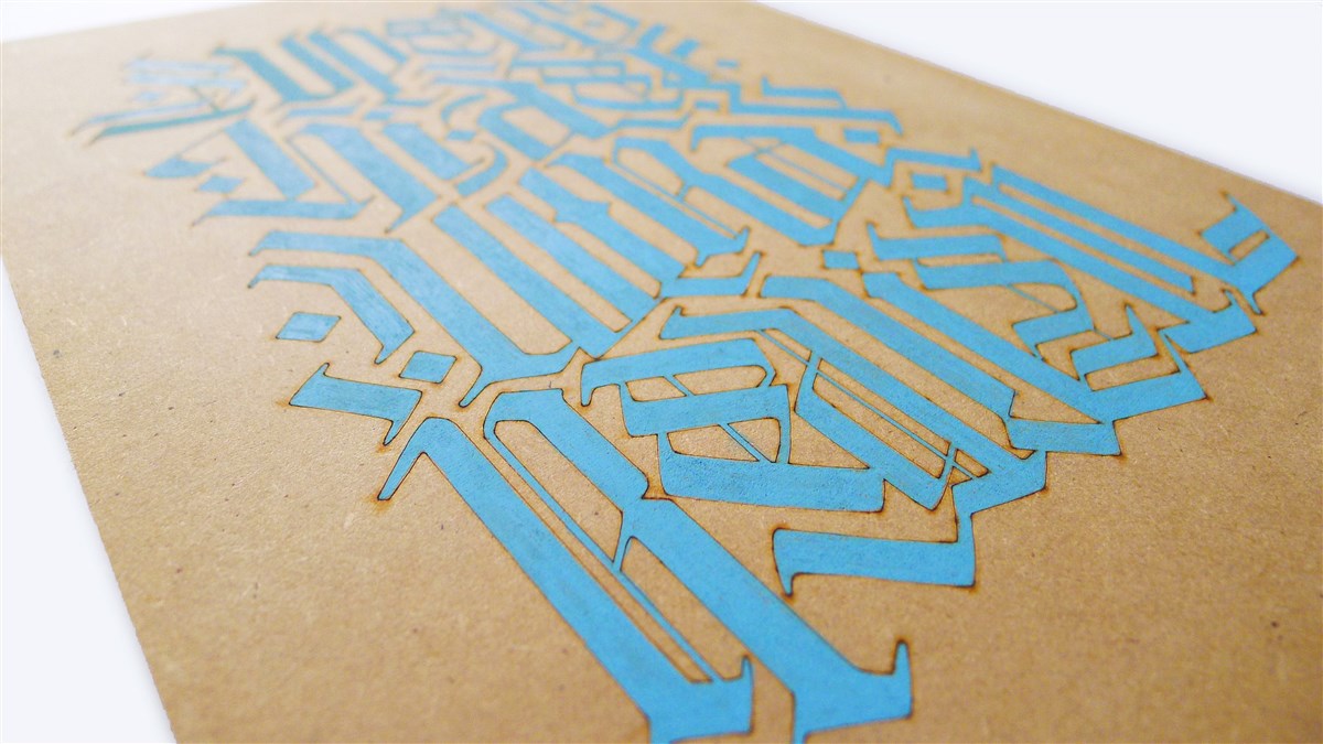 calligraffiti woodburning laser cutting laser cut phrase type Glitter Washi Paper gouache