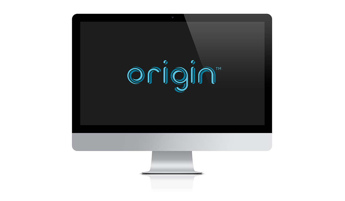 Origin logo mark brand blue modern vector