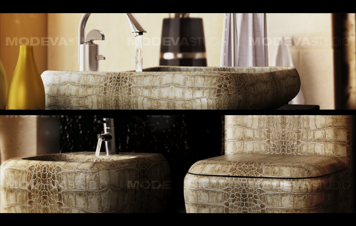 salameh water Mohammad Ahmad Modeva Studio bathroom 3D vray commercial bath thumb and tap tab golden fish jaccuzi
