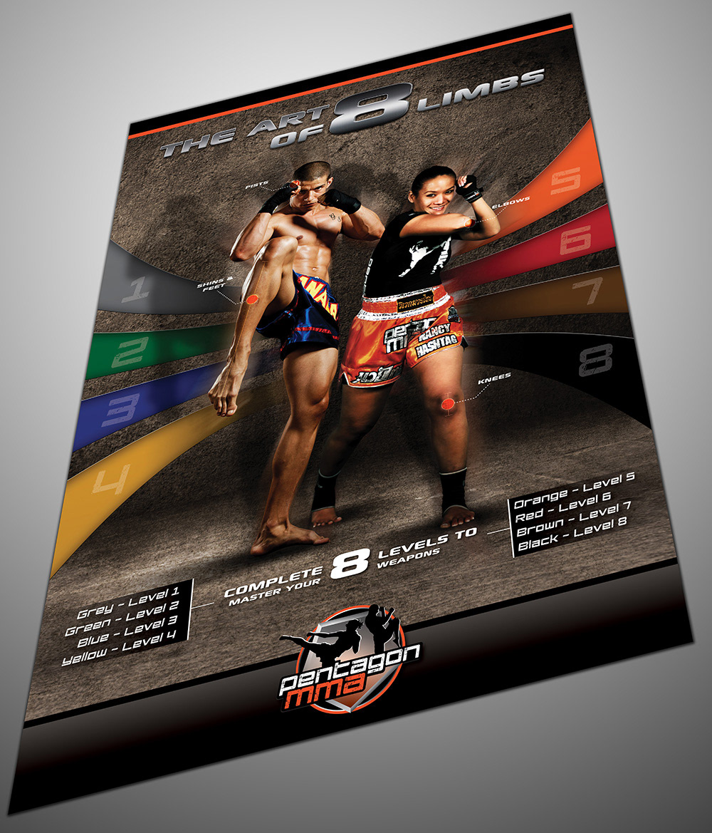poster muay thai information design info graphic Martial Arts sports Pentagon MMA fitness Muay Thai Levels