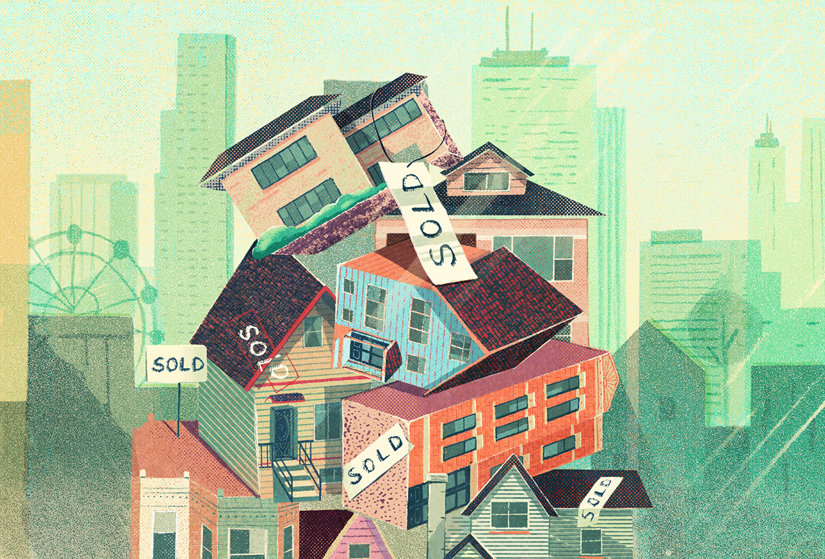 adobe fresco chicago colorful Editorial Illustration house housing ILLUSTRATION  mag real estate