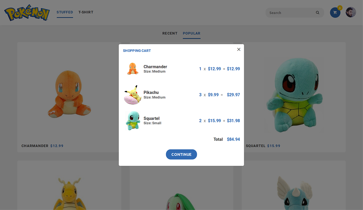 UI ux Pokemon design designer shop stuffed Webdesign code PokemonGO