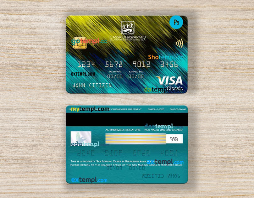 Bank credit card design designer editorial psd San Marino template templates Visa