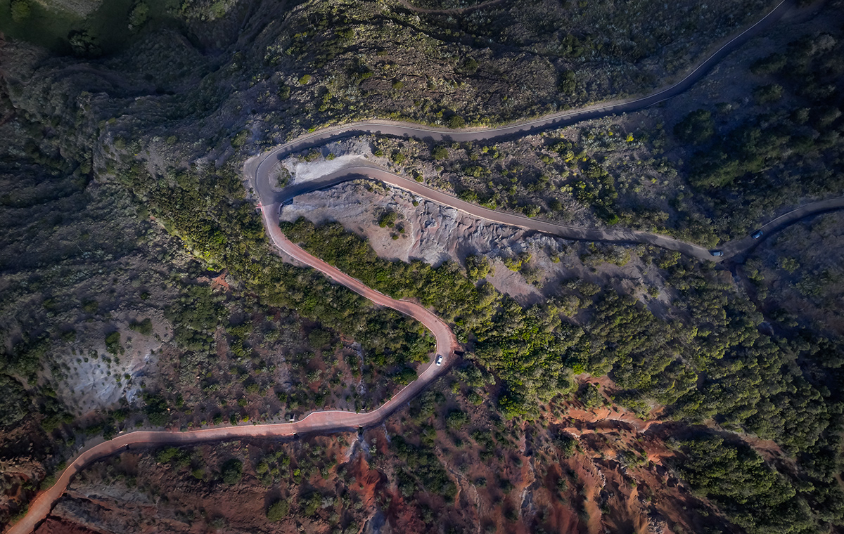 La Gomera spain canary island erosion Landscape red Nature Photography  drone top-down
