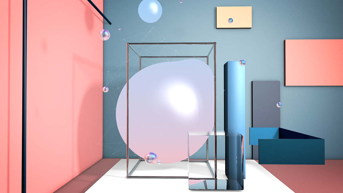 cinema4d c4d digitalart color abstract installation material bubble 3D panton panton color Coloroftheyear