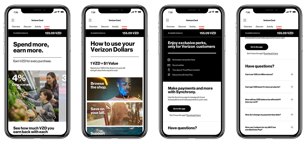 app digital product design  rewards rewards center verizon visual design