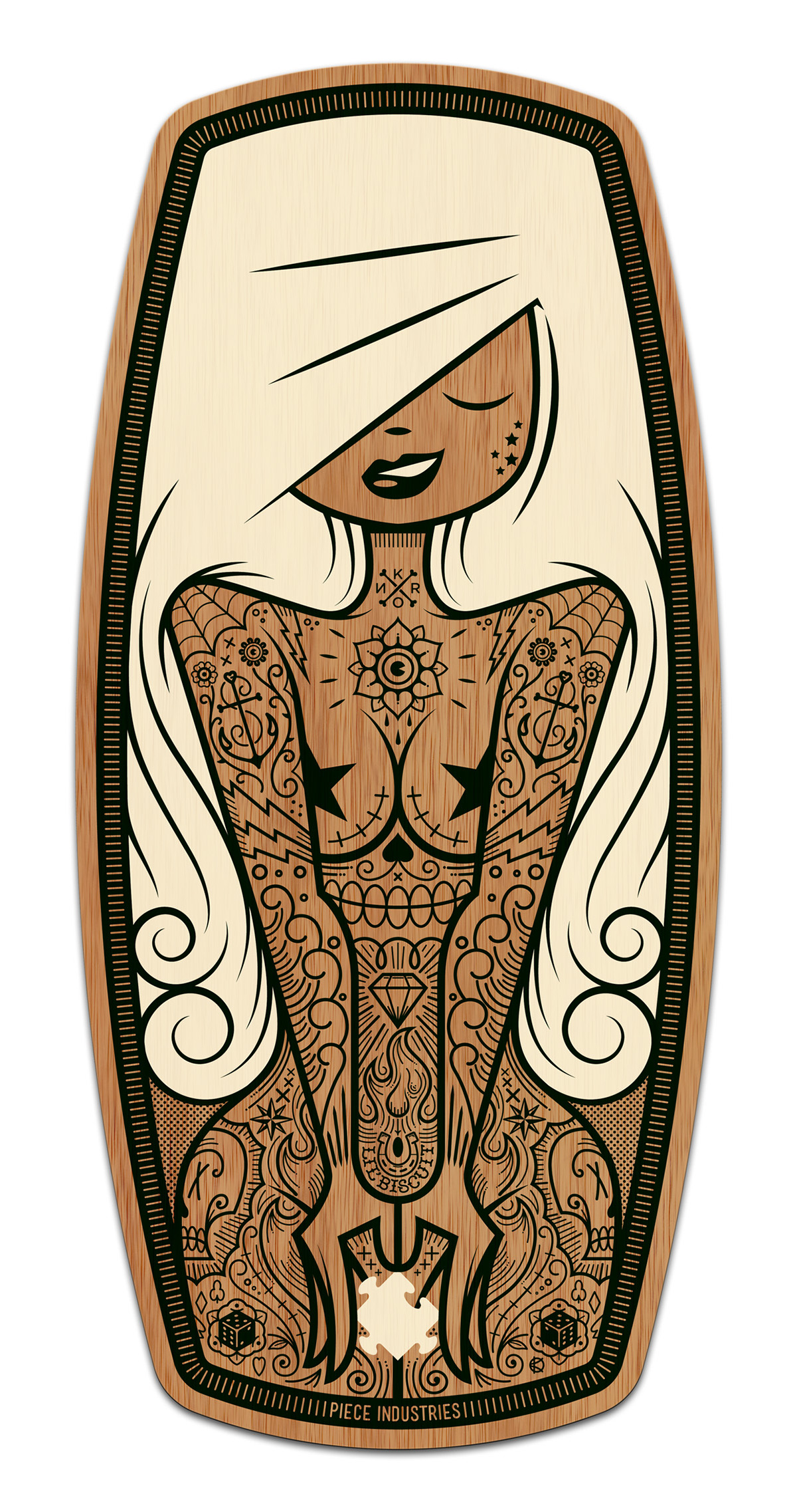 skim sexy tattoos kronk vector Character pin up piece wood