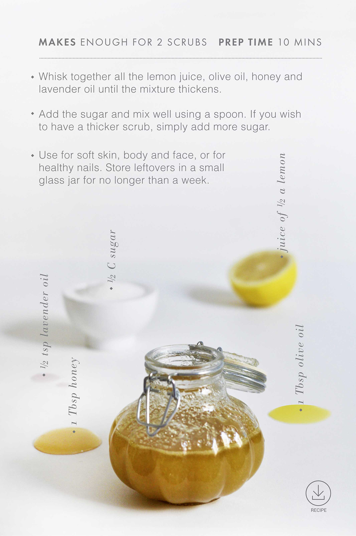 online magazine DIY Body Scrub lemon lavender Layout design