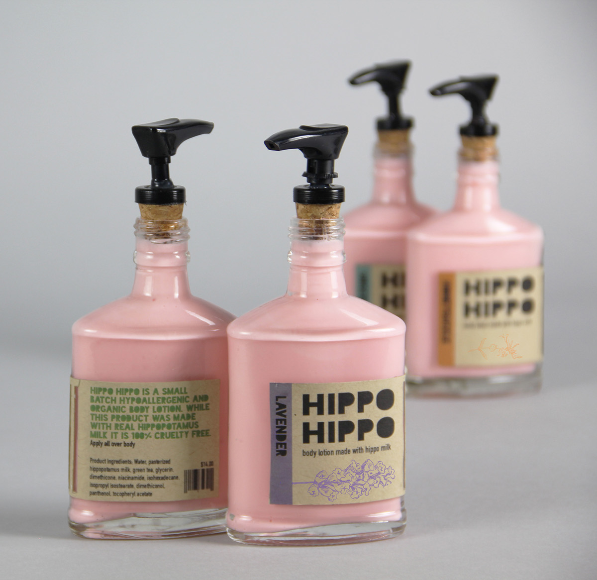 package Hipster body lotion product eco-friendly craft hippo