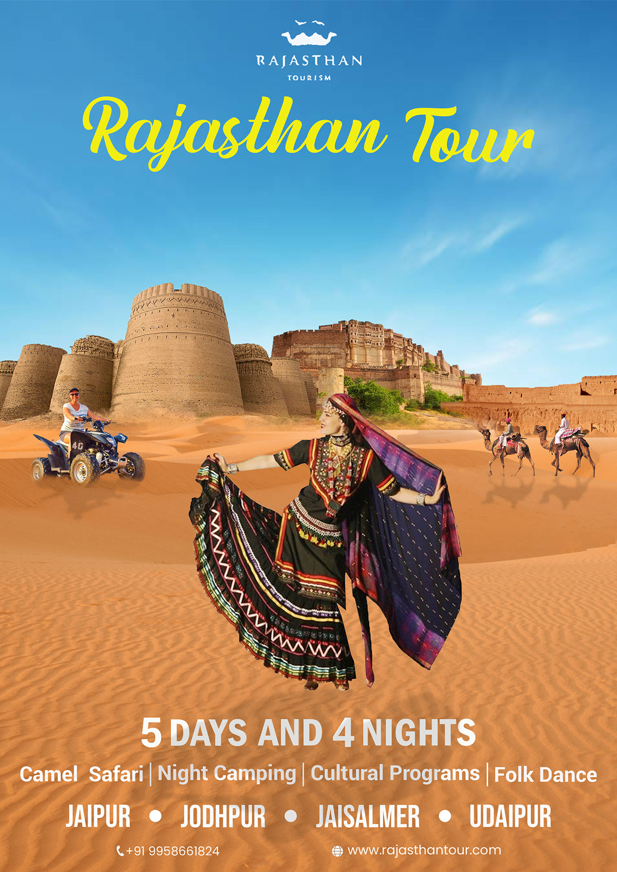 Rajasthan Rajasthan Tourism Advertising  desert Poster Design Flyer Design template flyer rajasthan flyer