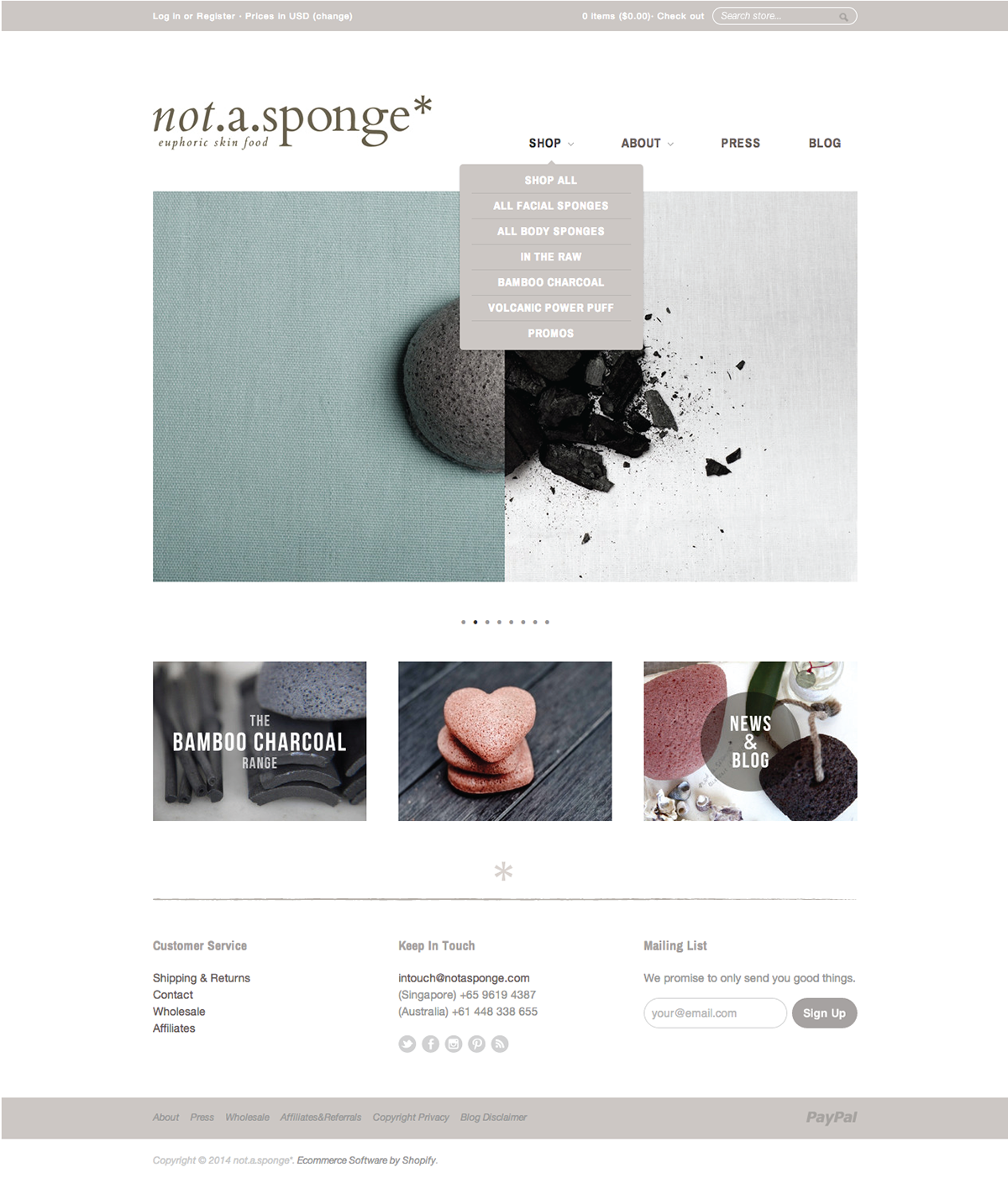 konjac natural minimalistic online store Shopify Theme template HTML Web design Layout Facial Care simple