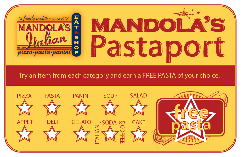 punchcard Deal italian Austin Pasta Food 