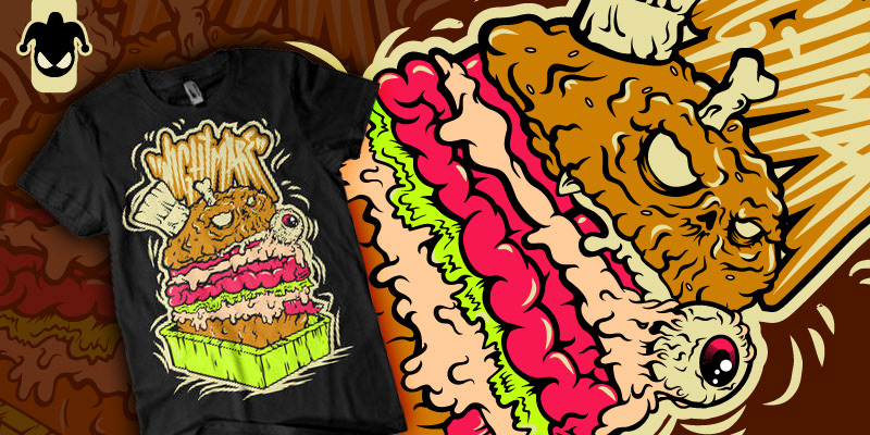 burger vectors zombie gore shirts Tomato lettuce bread Printing Illustrator sketch bogota argentina colombia joker studio