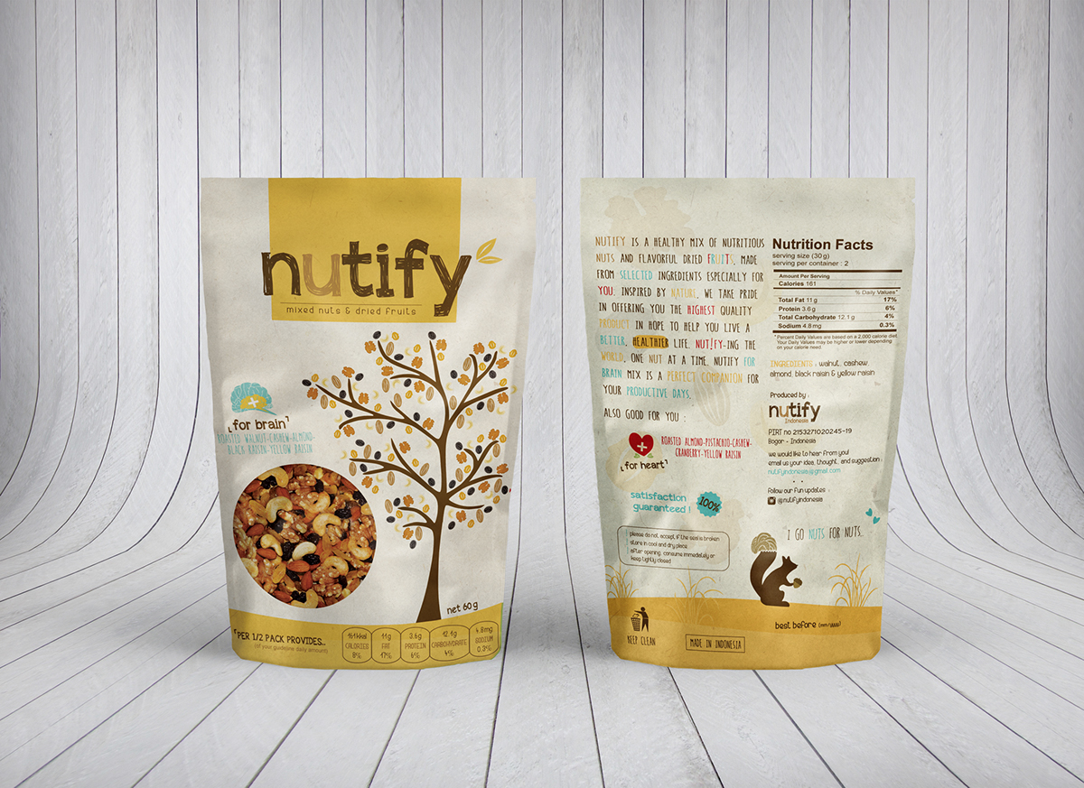 nutify packaging design Mixed Nuts dried fruits indonesia snack healthy
