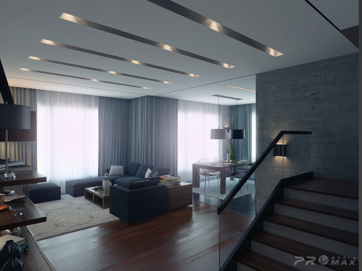 duplex apartment Interior design 3D visualizatio 3ds max vray modern contemporary living dining kitchen Entrance