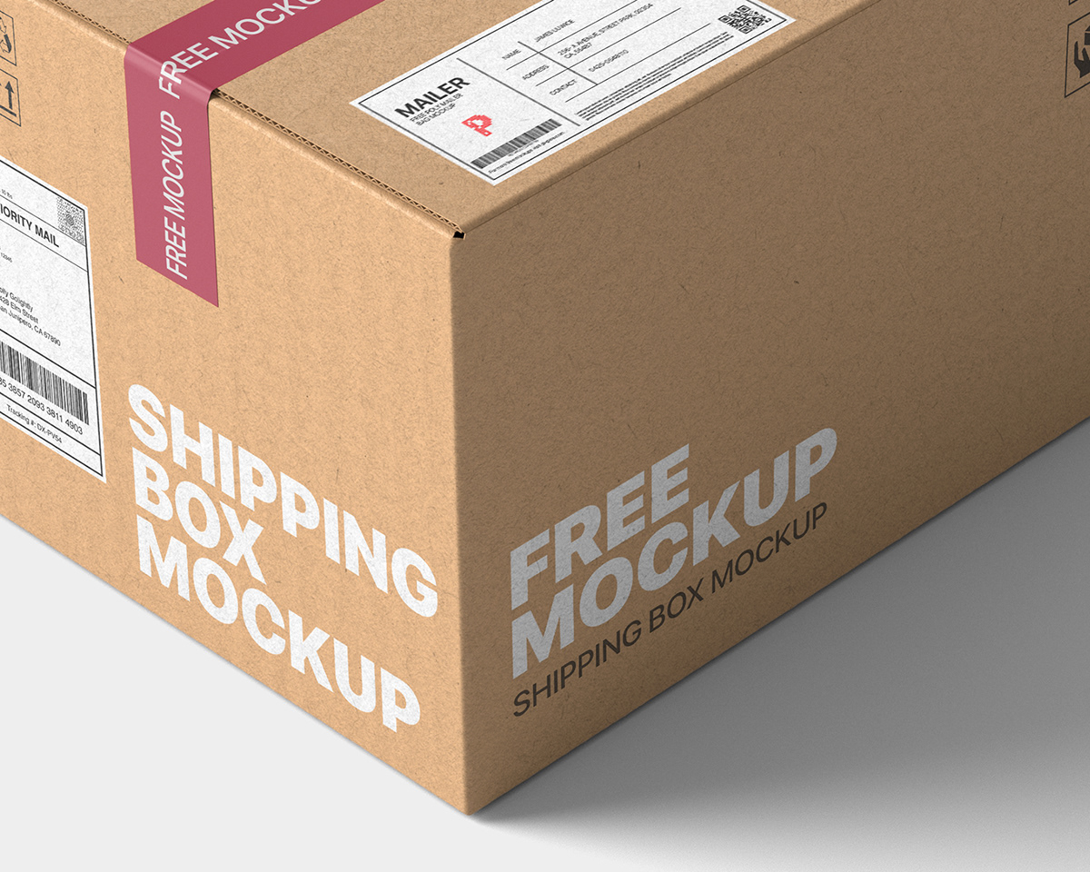 box branding  carton design free mockup  home mover Packaging print psd template shipping