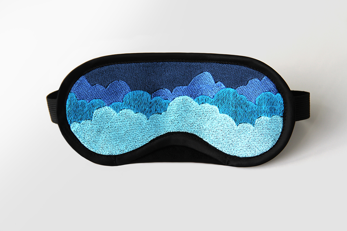 sleeping mask clouds Embroidery computer assisted textile