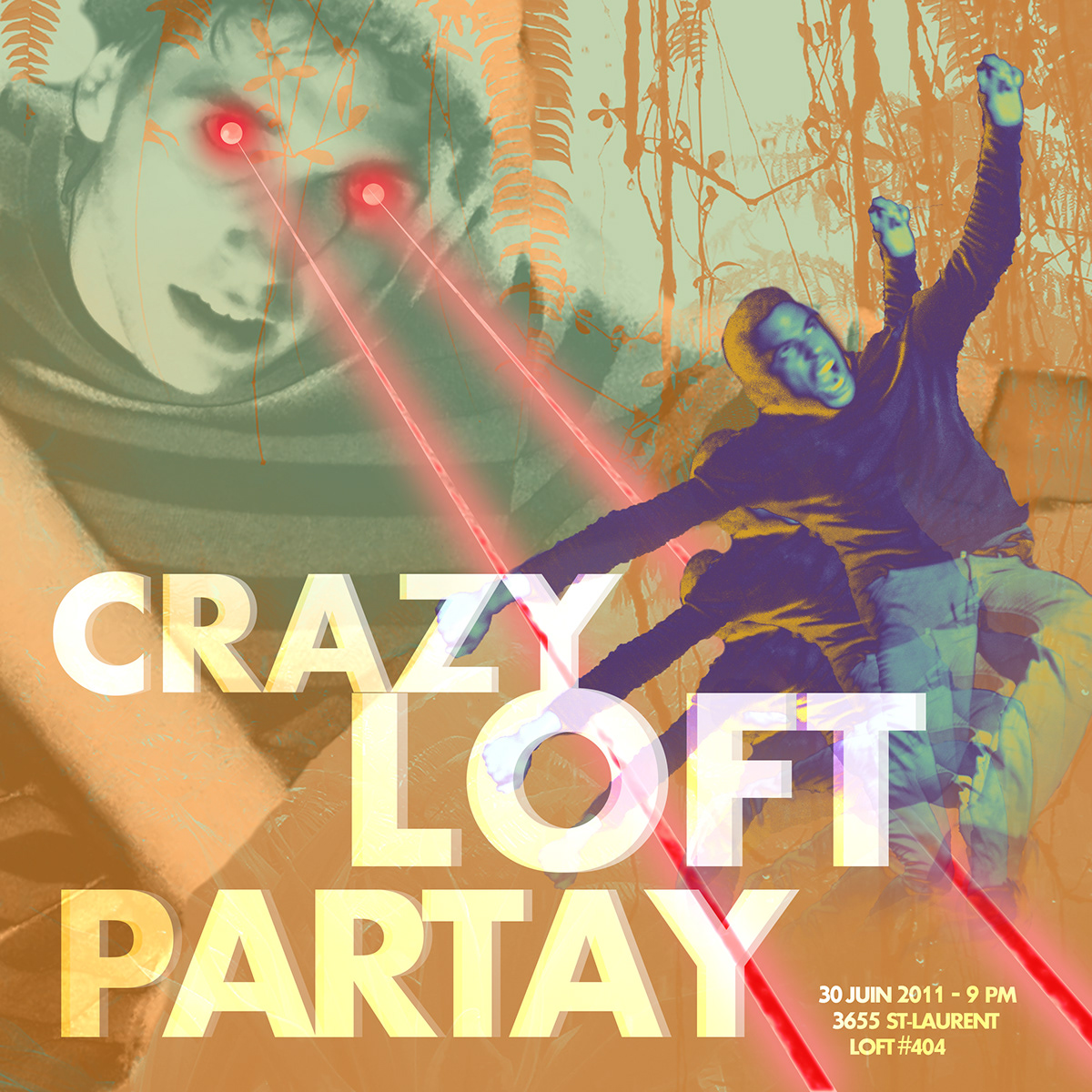 poster lazer laser crazy cray LOFT party partay print jungle purple orange green