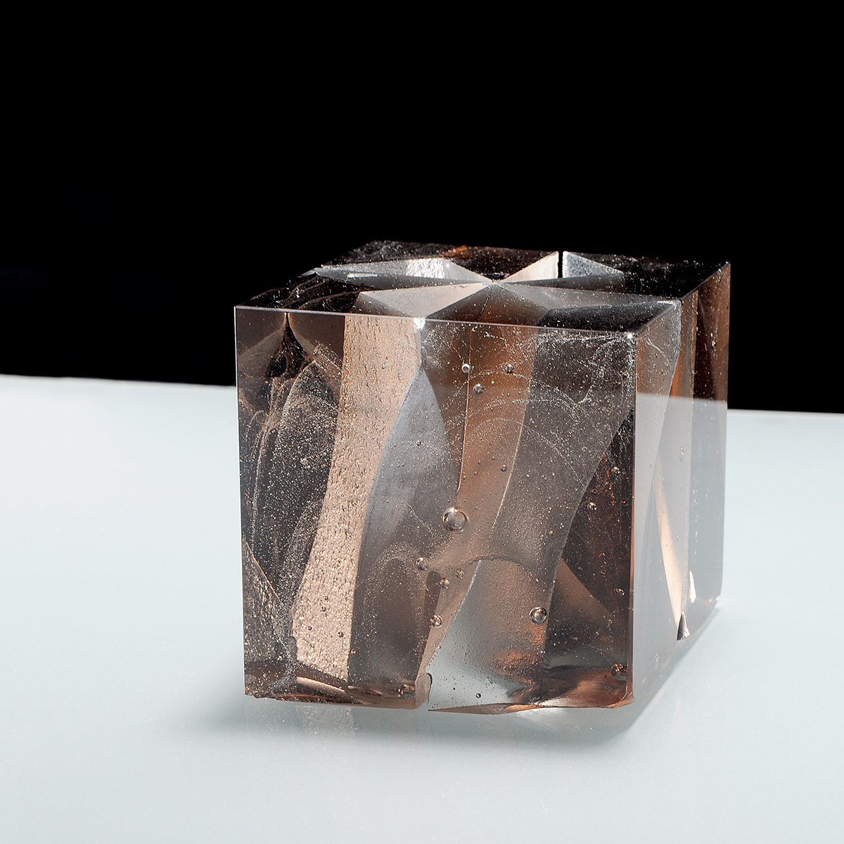 propeller glass form study casting clear negative Space  negative space transparent cube bubble cast geometric