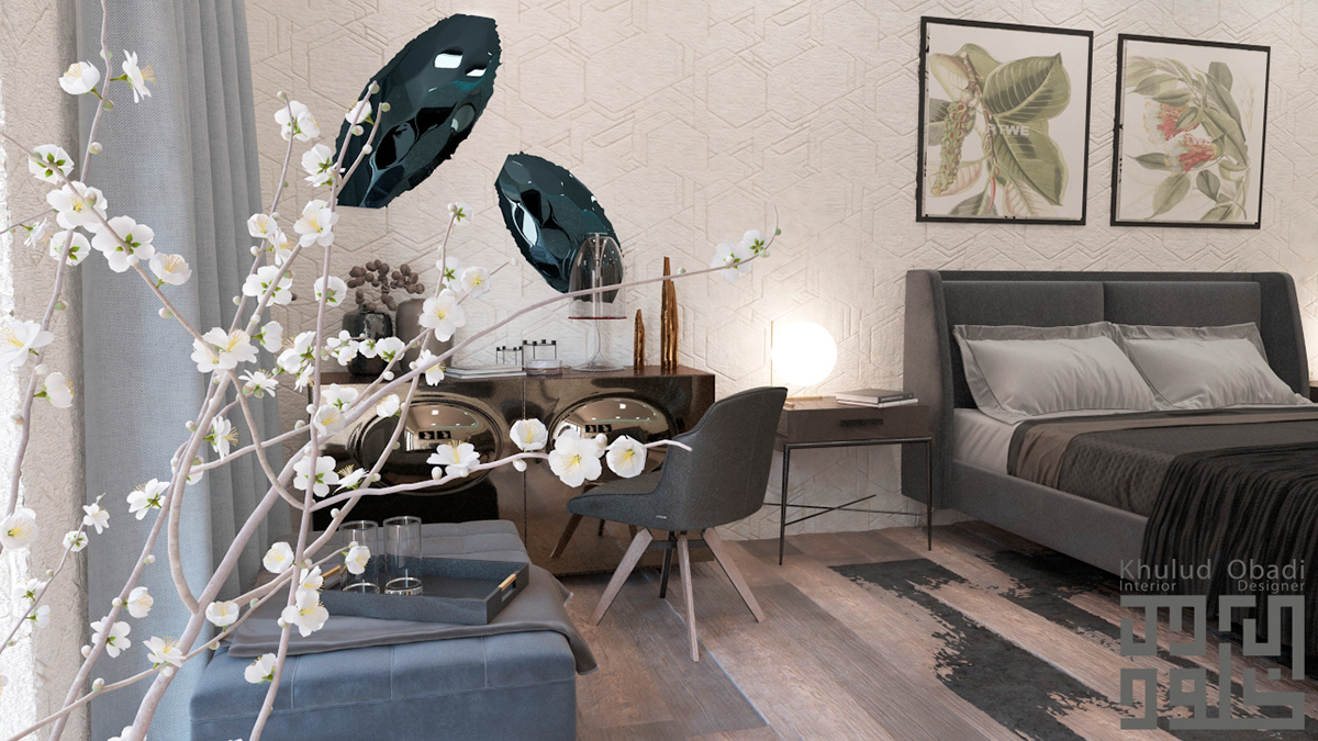 bedroom modern Interior design 3D 3dsmax vray