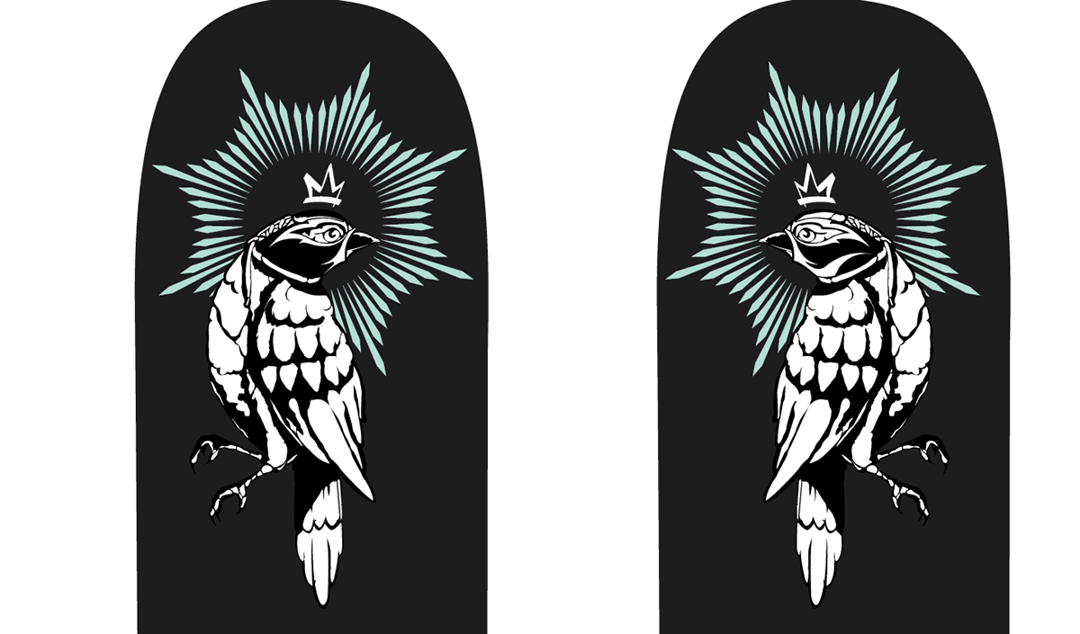 bird stencil lucha libre skateboard crown black on black truquesa