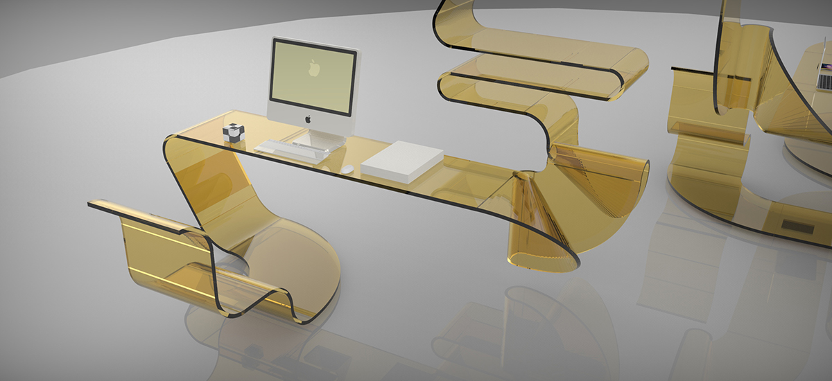 workplace furniture acryl 3D Rendering 3D Office Interior 3dmodeling