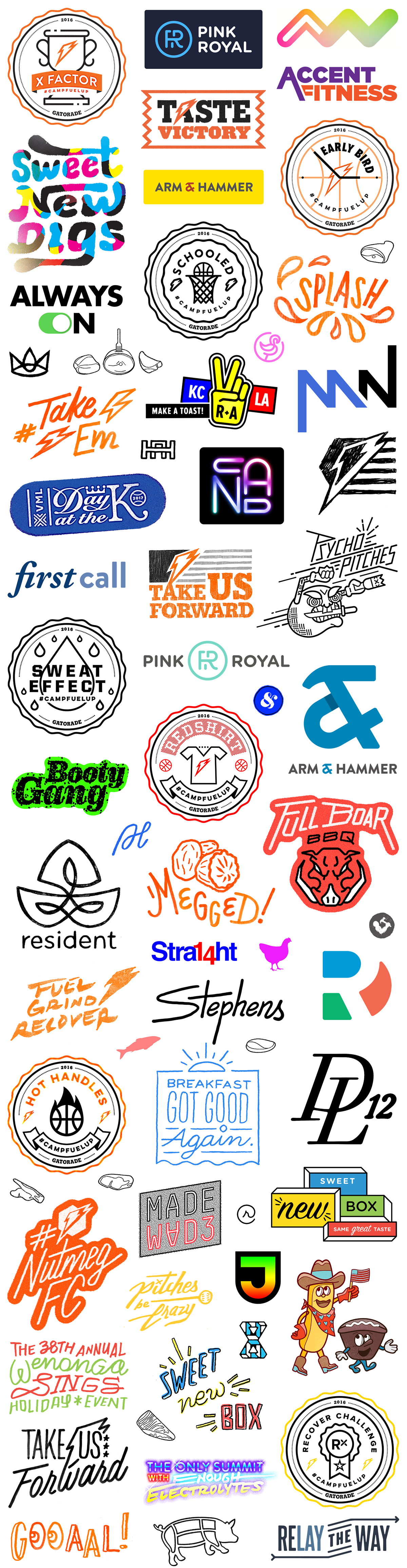 gatorade logos icons ILLUSTRATION  sports lockups Badges vintage hostess typography  