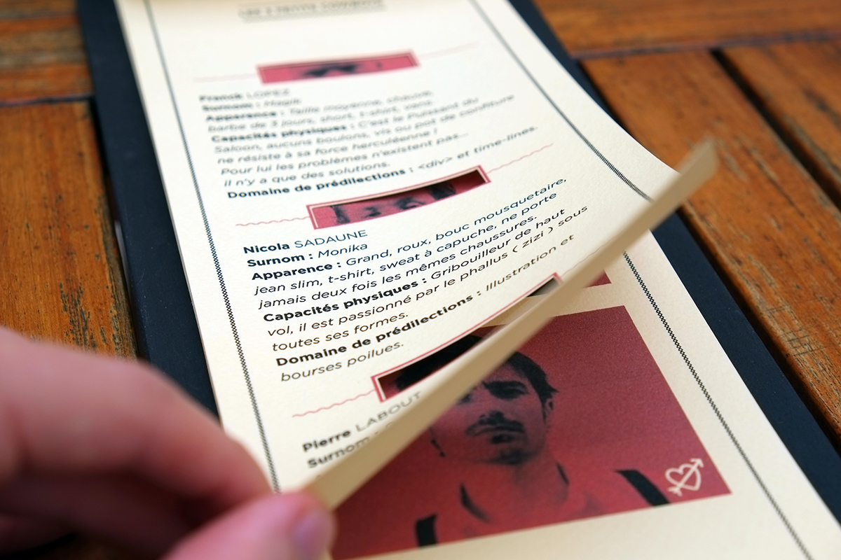 Saloon studio Bordeaux satge rapport graphiste moustache roux Monika René et Raymond Alias pico menu handtype school COWBOYS