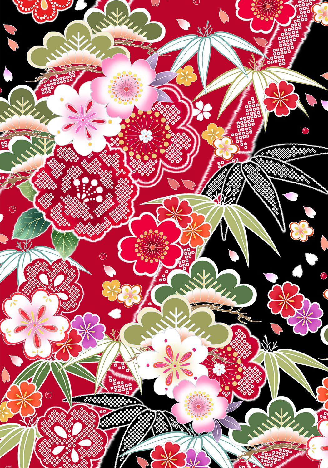 floral japanese old ball cherry tree pattern pattern plum pine pattern