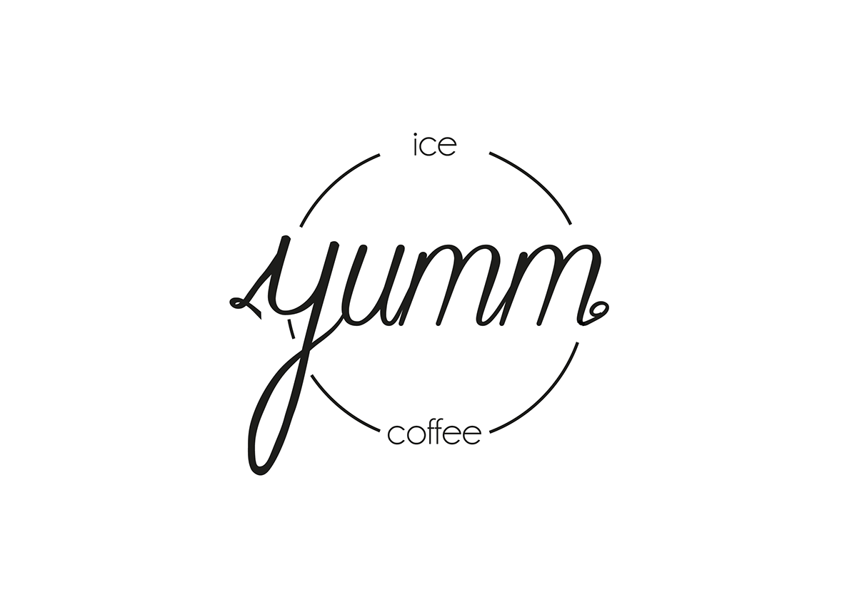 logo yumm ice Coffee bar black White vintage modern