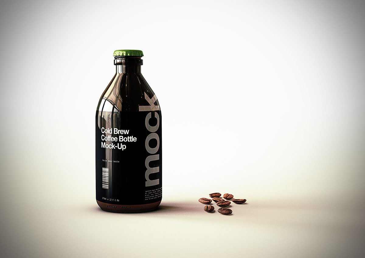 cold brew Coffee bottle mock-up Mockup stubby cafe branding  drink
