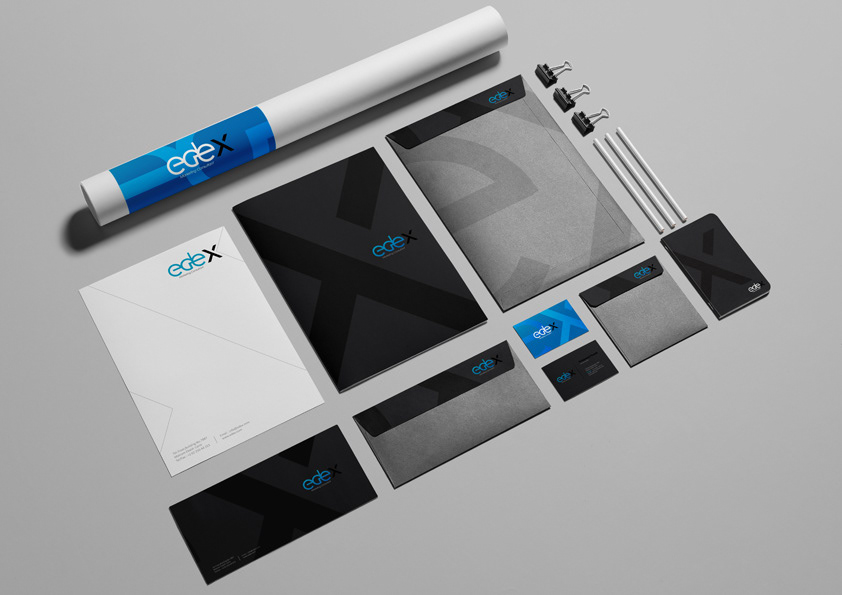logo stationary marketing   bussiness card edex consultant design identity graphic black White blue