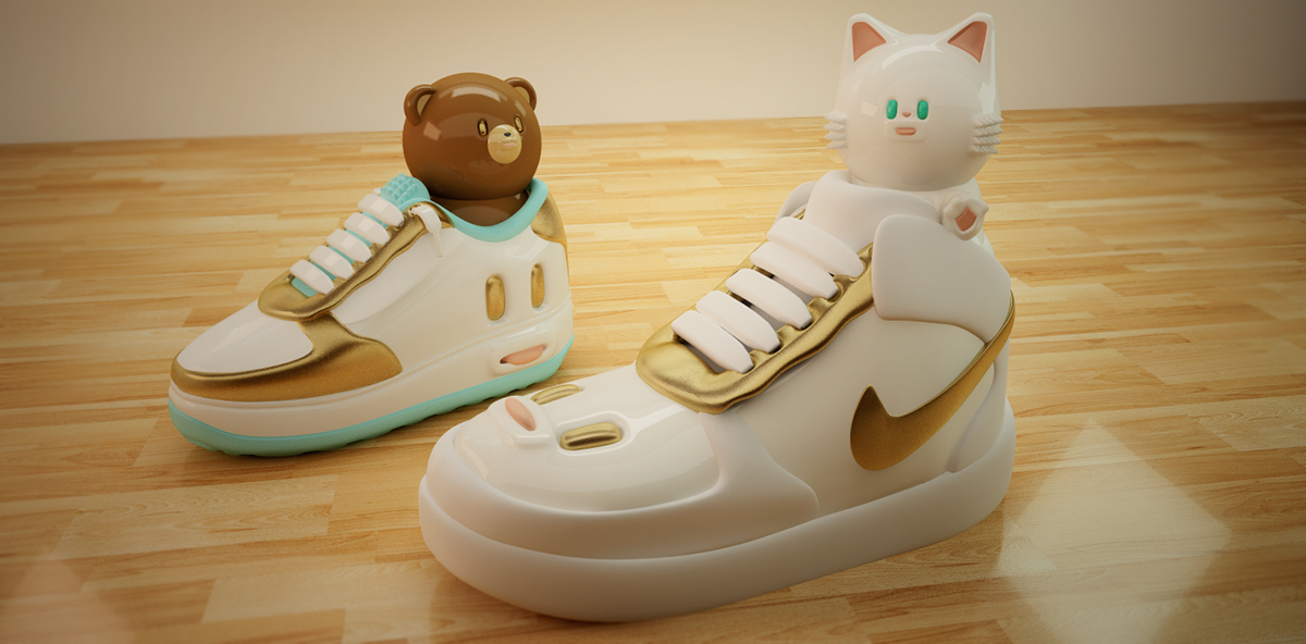 basketball hoops 3D c4d design Cat neko cute kawaii sneakers Nike Fun sports MrKat NBA