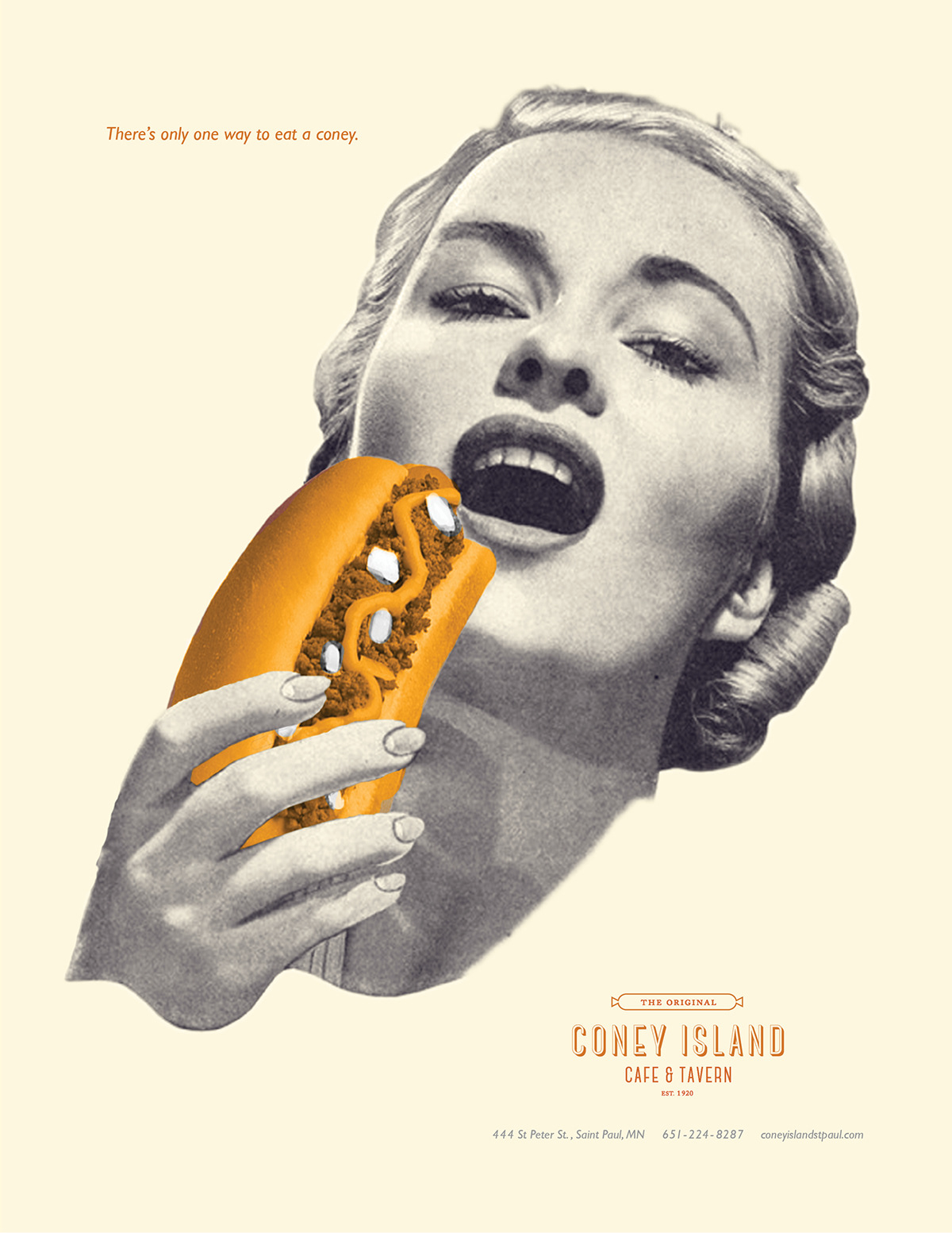restaurant ad campaign cafe Tavern Coney hot dog vintage advertisement