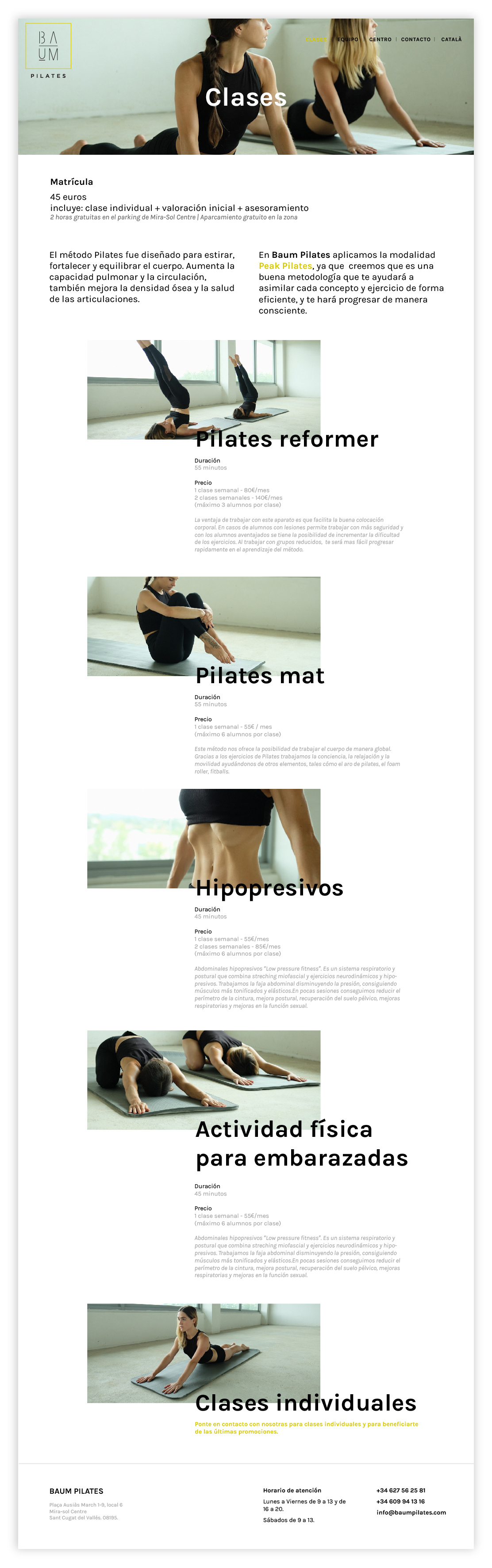 Website Pilates sport Web Web Design  clean fresh contemporary wearesunday mespelt