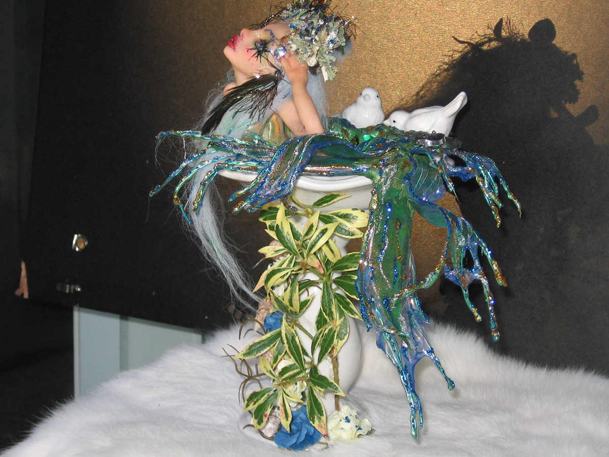 Mermaid  Fantasy polymer clay figurine O oak sculpture
