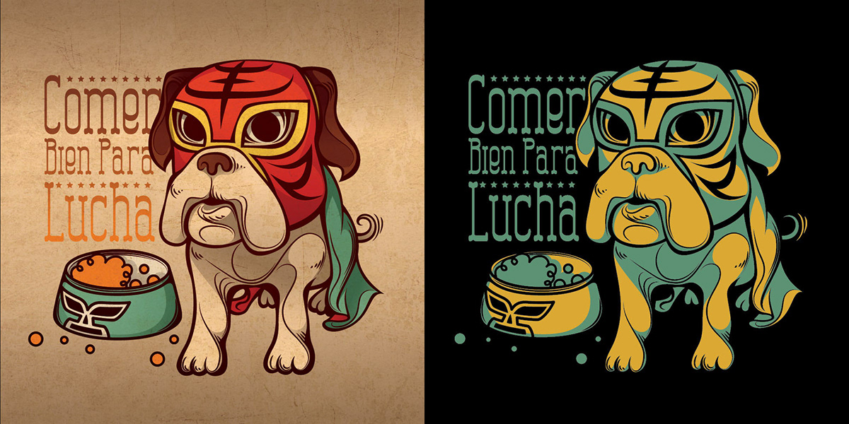 comic Wrestler Wrestling animals dog products luchar fight poster