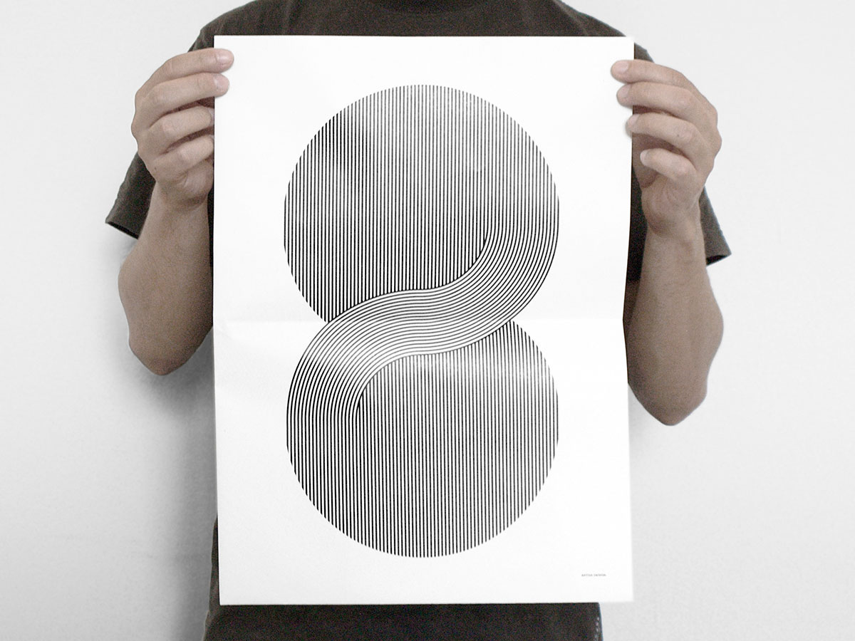 daniele de batté davide sossi illustrations poster brochure artiva design recycled paper black & wite geometric